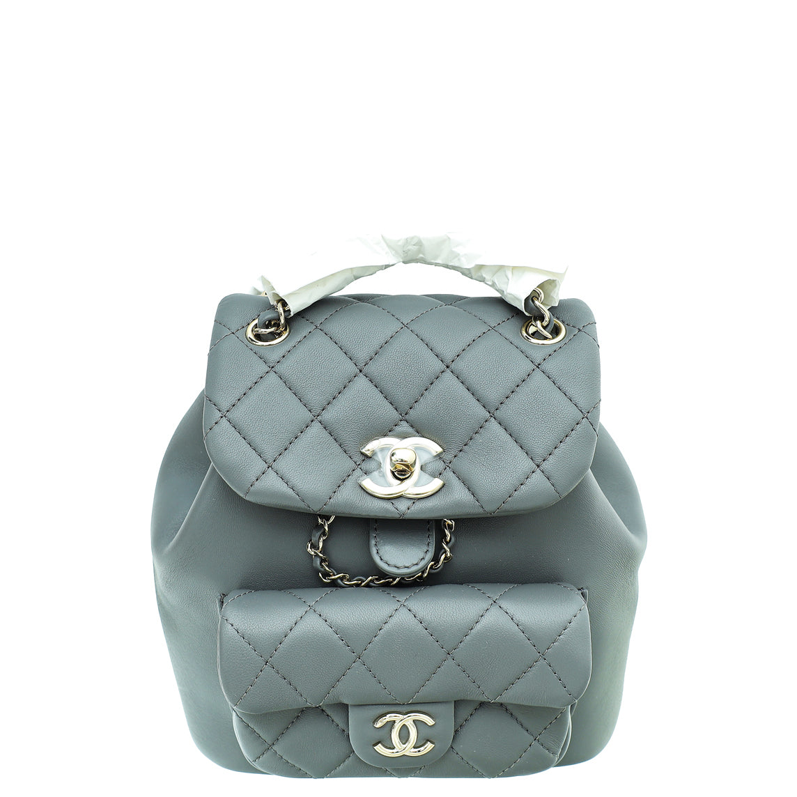 Chanel Grey CC Duma Quilted Small Drawstring Backpack Bag-Chanel-THE CLOSET