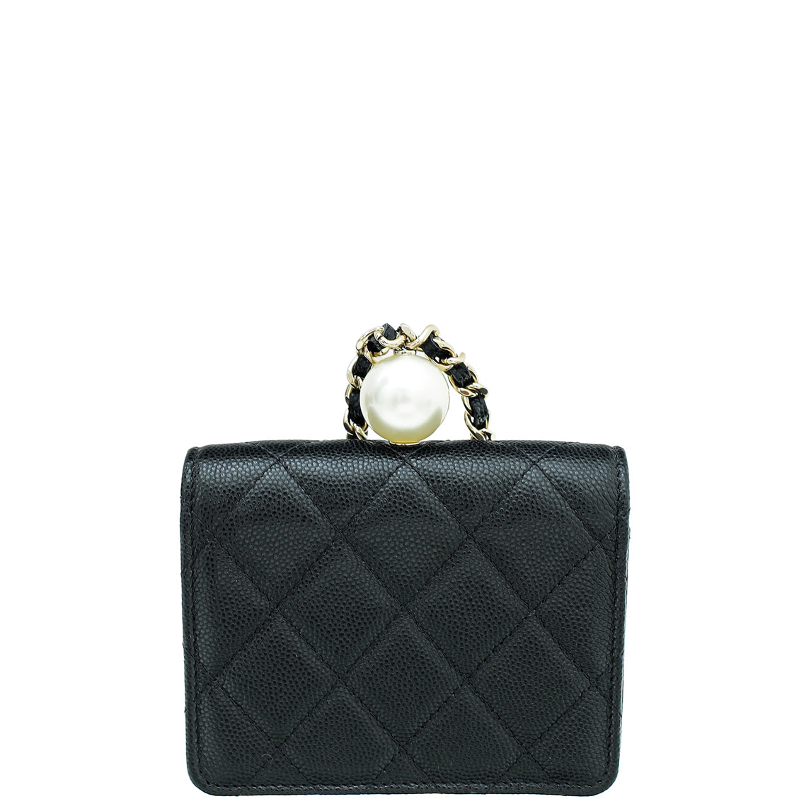 Chanel Black CC Pearl Flap Coin Purse w/Chain-Chanel-THE CLOSET