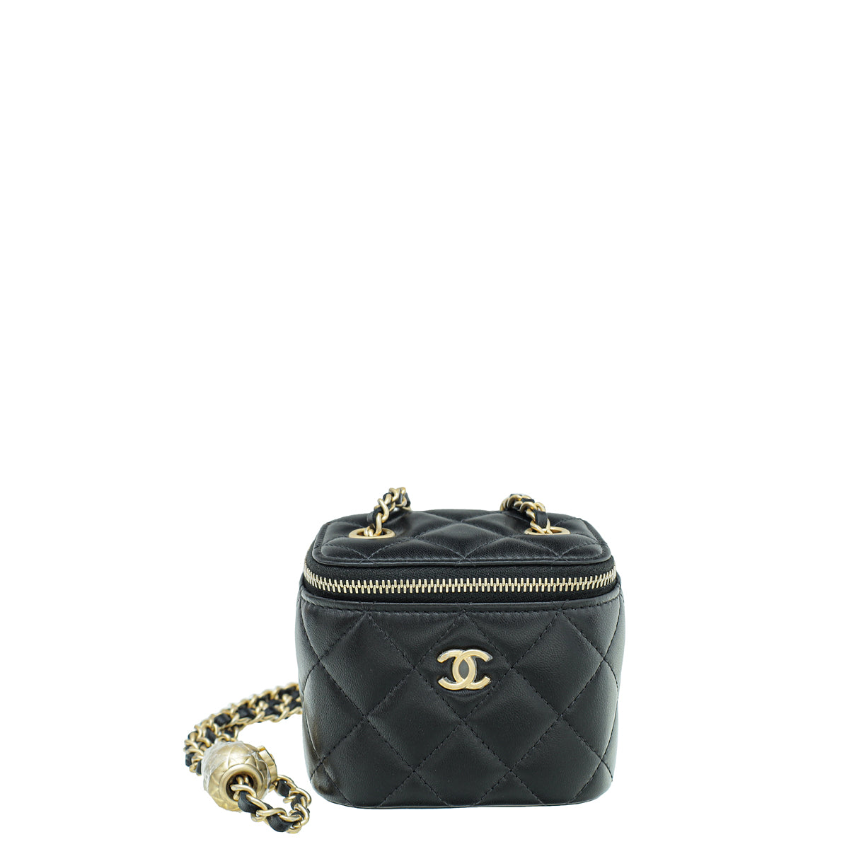 Chanel Black Mini Pearl Crush Vanity Case With Chain-Chanel-THE CLOSET