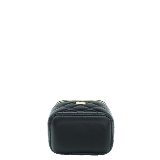 Chanel Black Mini Pearl Crush Vanity Case With Chain