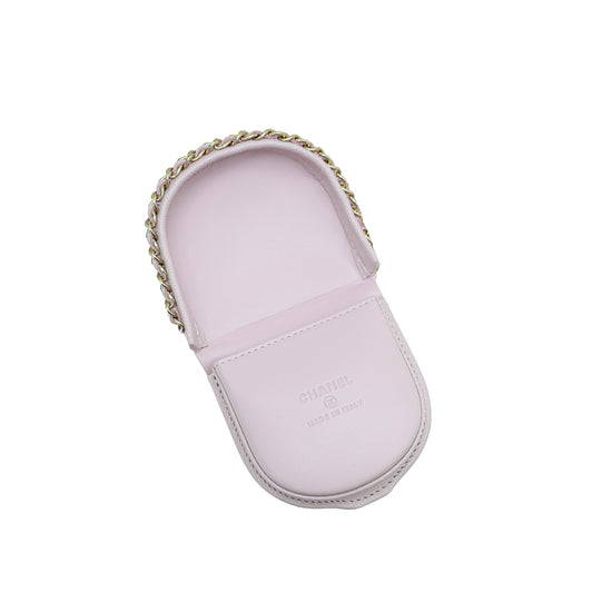 Chanel Light Pink Chain Around Airpods Case with Chain