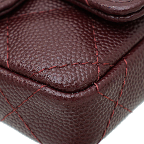 Chanel Burgundy Micro Flap Bag W/ Chain Belt – The Closet