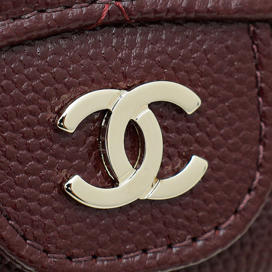 Chanel Burgundy Micro Flap Bag W/ Chain Belt