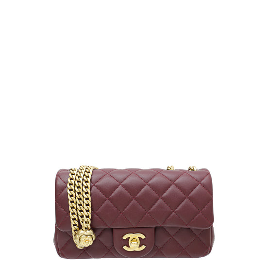 Chanel Burgundy Camellia Crush Flap Bag