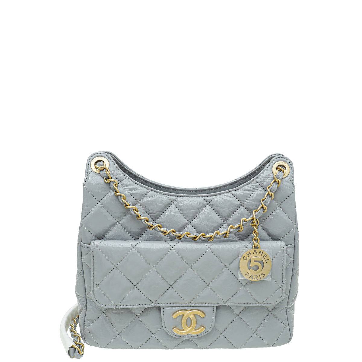 Chanel Grey CC Charm Hobo Bag-Chanel-THE CLOSET