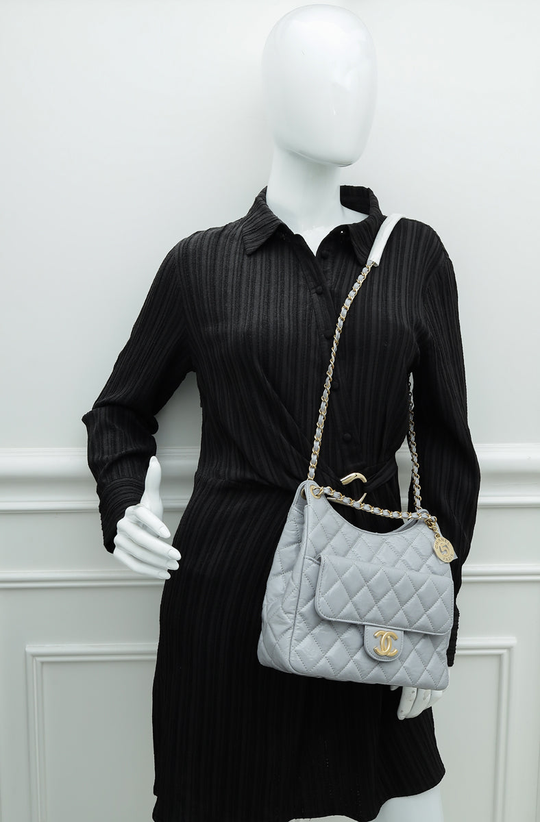 Chanel Grey CC Charm Hobo Bag – The Closet