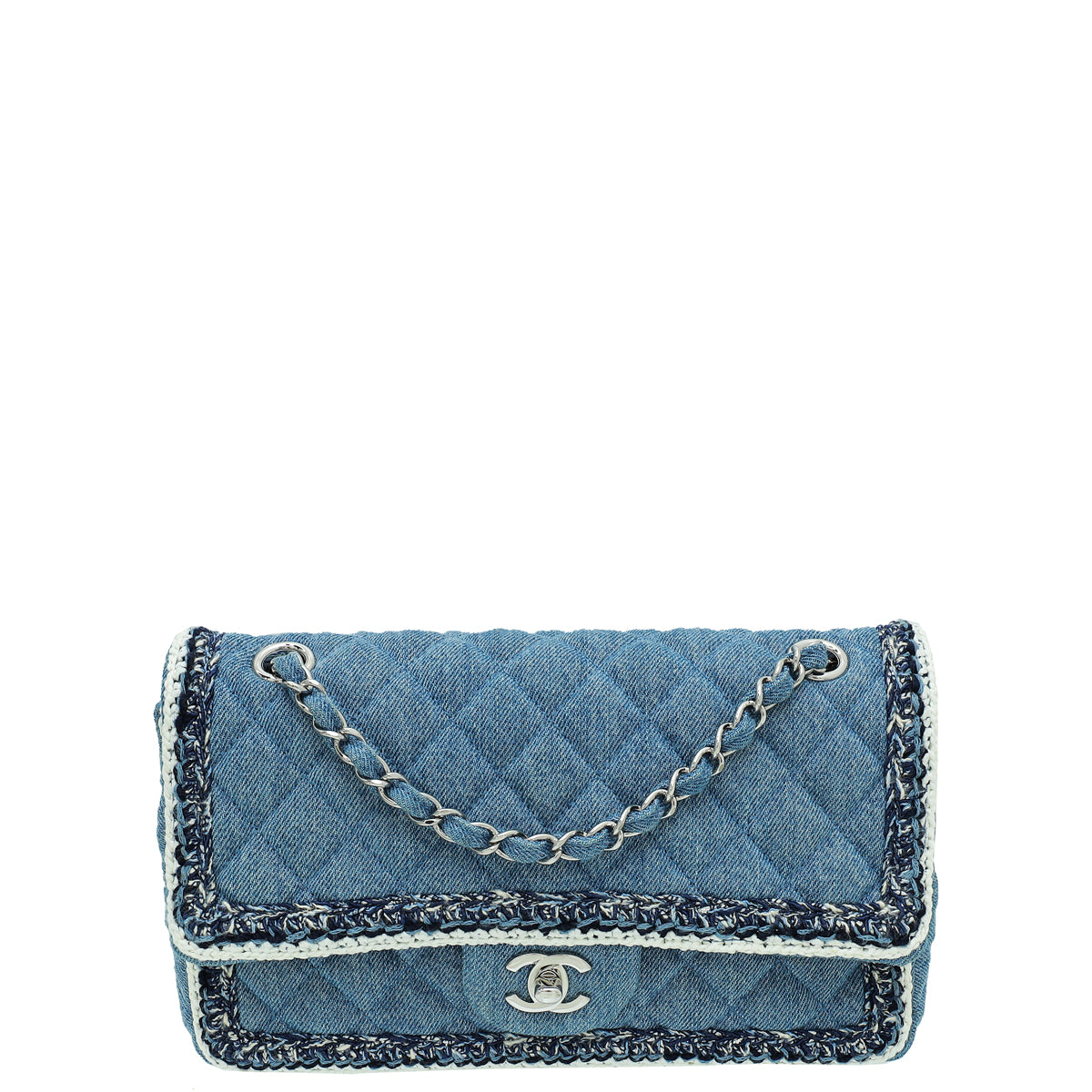 Chanel Blue CC Denim Braided Flap Medium Bag-Chanel-THE CLOSET