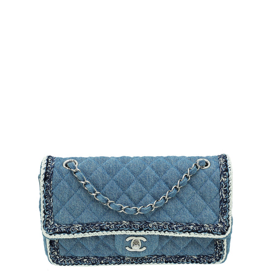 Chanel Blue CC Denim Braided Flap Medium Bag