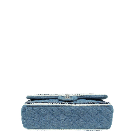 Chanel Blue CC Denim Braided Flap Medium Bag