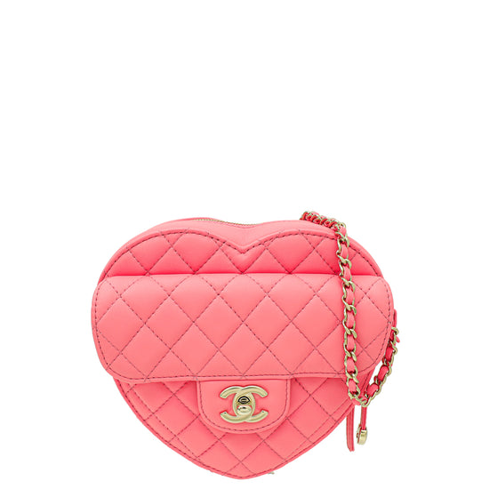 Chanel Pink CC In Love Heart Bag