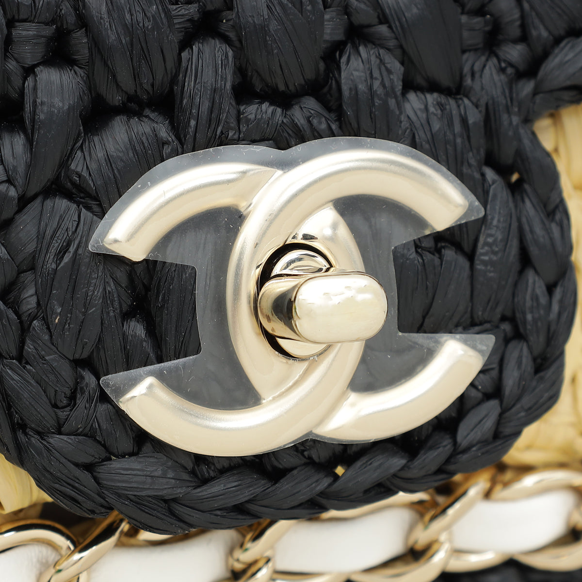 Chanel Bicolor CC Braided Raffia Mini Bag