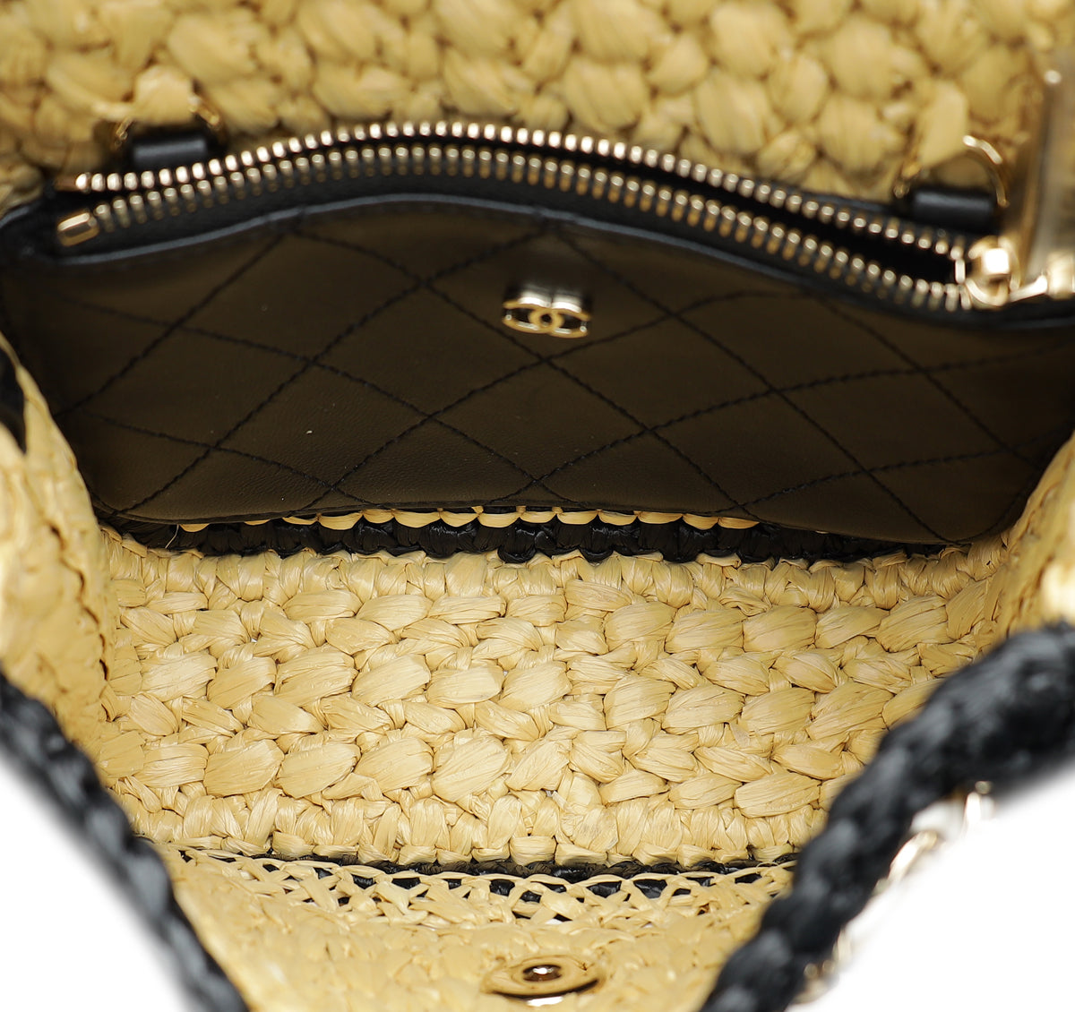 Chanel Bicolor CC Braided Raffia Mini Bag