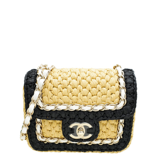 Chanel Bicolor CC Braided Raffia Mini Bag