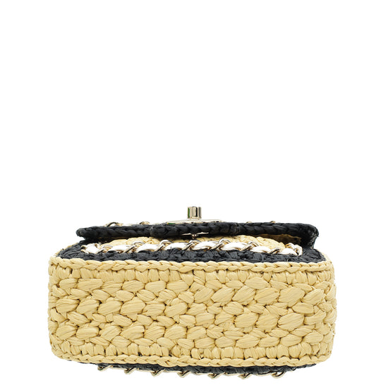 Chanel Bicolor CC Braided Raffia Mini Bag