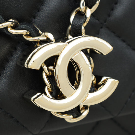 Chanel Black CC Drawstring Double Zip Crossbody Pouch