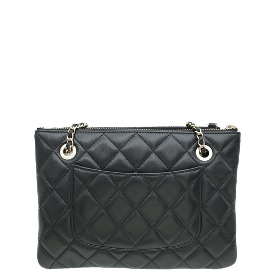 Chanel Black CC Drawstring Double Zip Crossbody Pouch