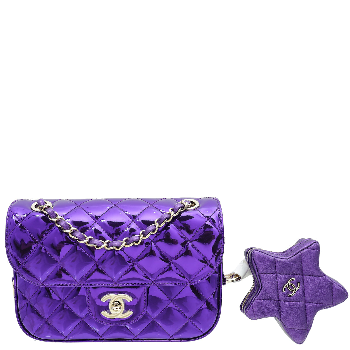 Chanel Purple Hollywood Boulevard Mini Flap Bag With Star Coin Purse