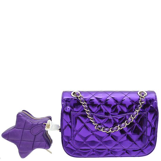 Chanel Purple Hollywood Boulevard Mini Flap Bag With Star Coin Purse