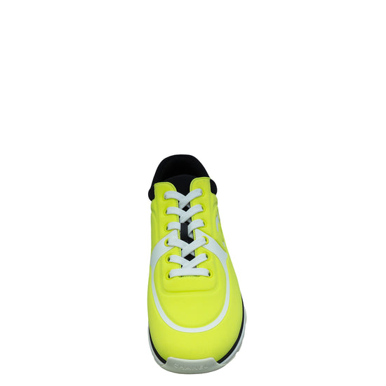 Chanel Tricolor CC Lycra Lace Up Sneakers 41.5