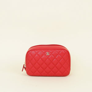 Chanel Red CC Cosmetic Pouch