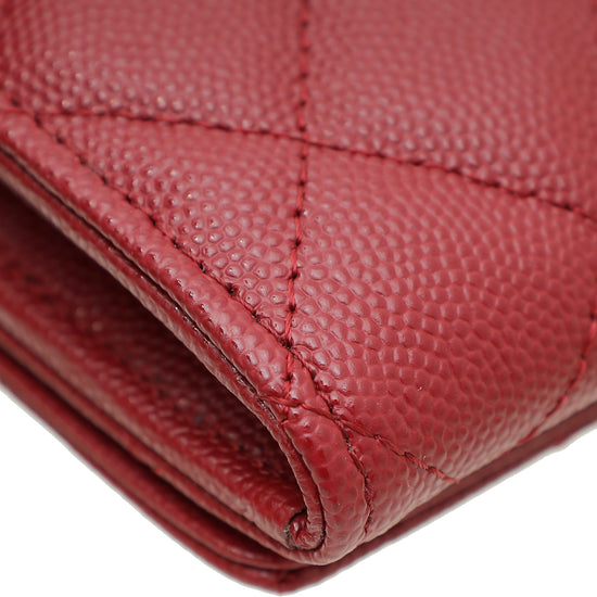 Chanel Burgundy CC Quilted Pocket Twins Clutch With Chain