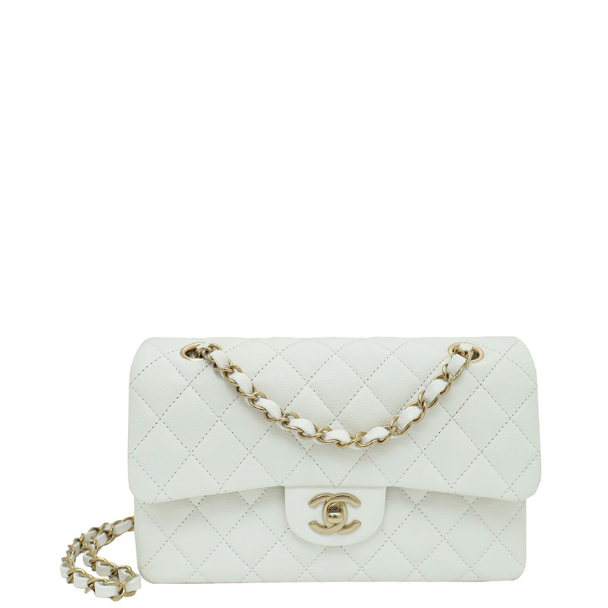 Chanel White CC Classic Double Flap Small Bag-Chanel-THE CLOSET