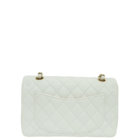 Chanel White CC Classic Double Flap Small Bag