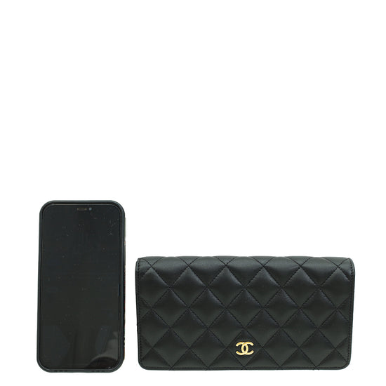 Chanel Black CC Classic L Yen Wallet