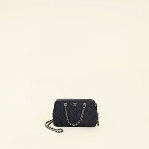 Chanel Blue Quilted Denim Mini Bowling Bag