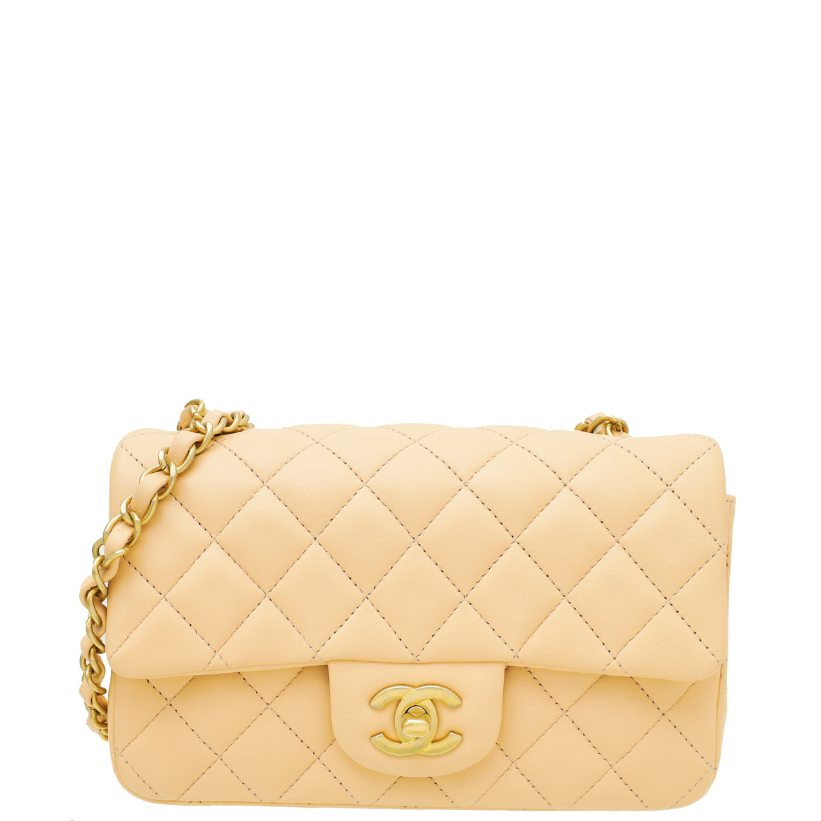 Chanel Peach Beige Classic Mini Rectangular Flap Bag-Chanel-THE CLOSET