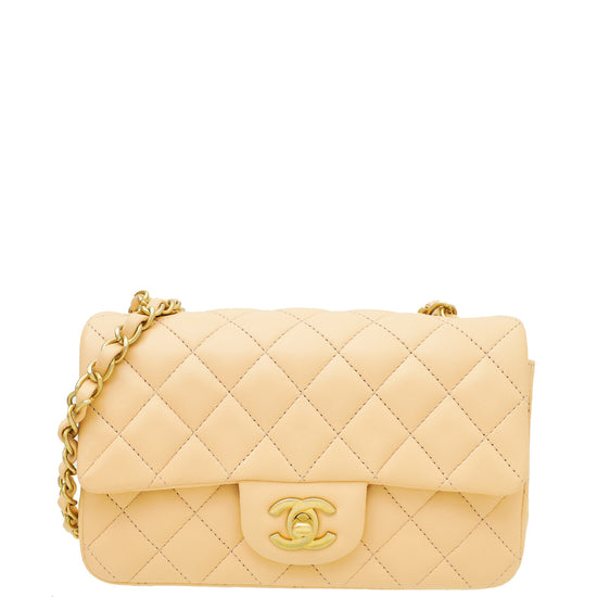 Chanel Peach Beige Classic Mini Rectangular Flap Bag