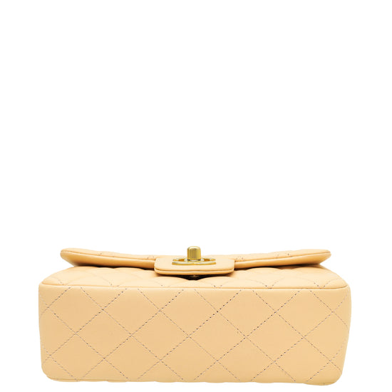 Chanel Peach Beige Classic Mini Rectangular Flap Bag