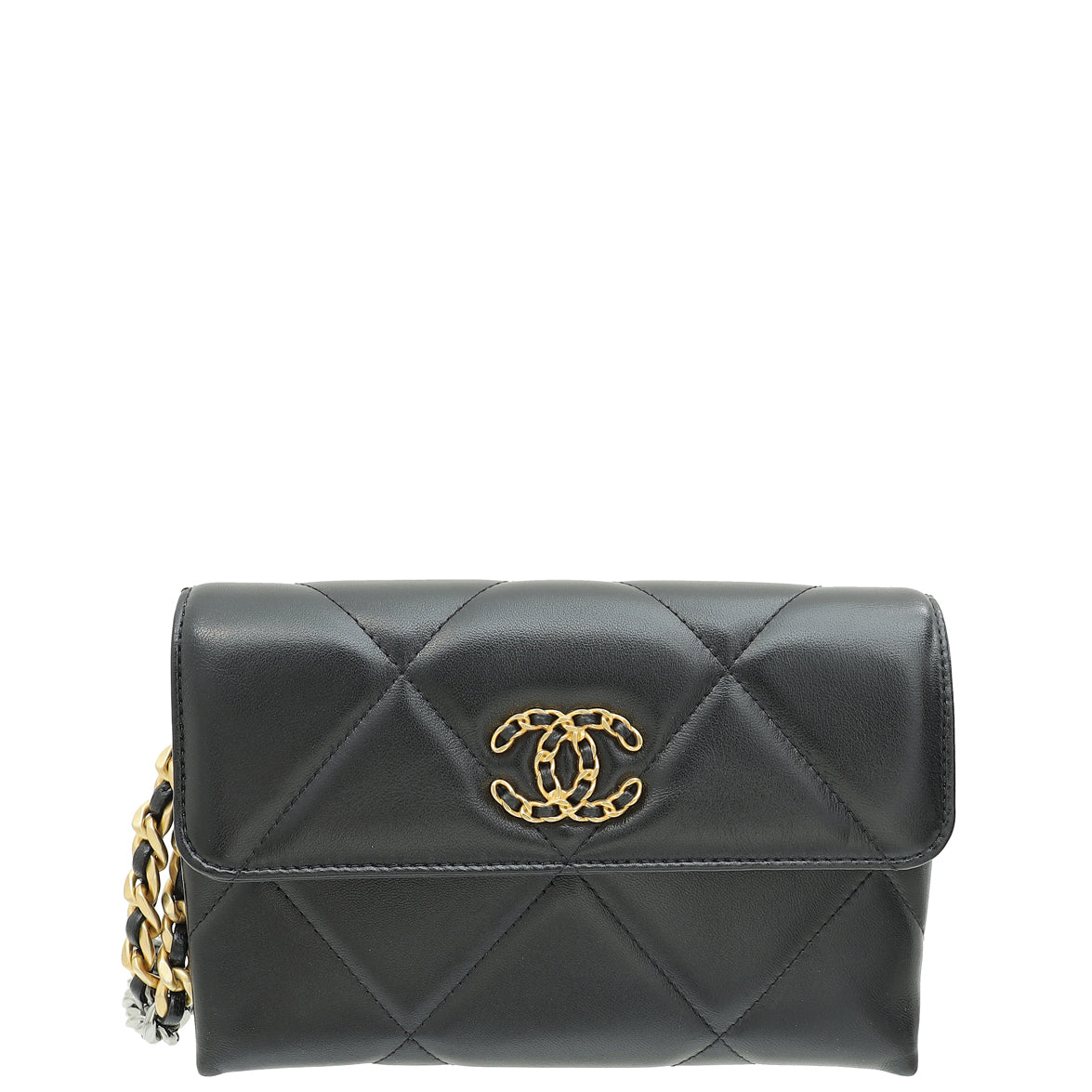 Chanel Black CC 19 Quilted Chain Wristlet Clutch-Chanel-THE CLOSET