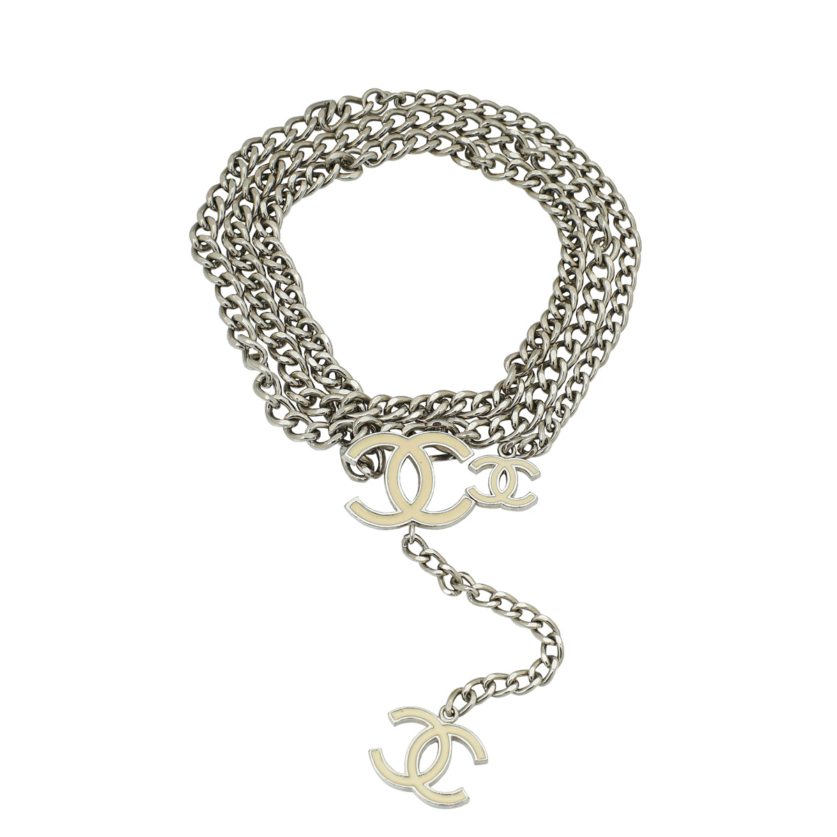 Chanel Cream CC Logo Chain Link Belt-Chanel-THE CLOSET