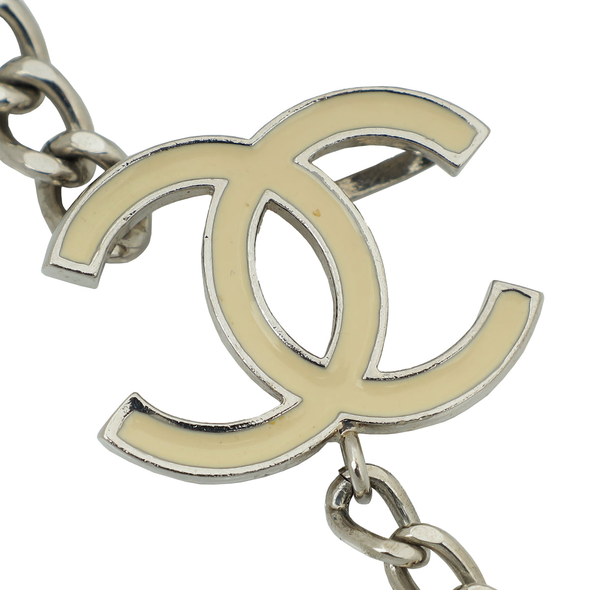 Chanel Cream CC Logo Chain Link Belt