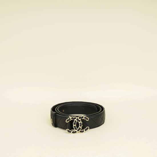 Chanel Black CC Chain Buckle Quilted Belt