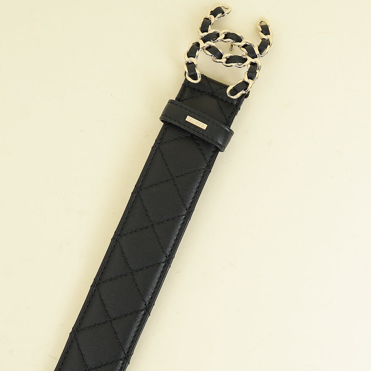 Chanel Black CC Chain Buckle Quilted Belt