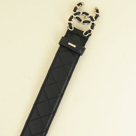 Chanel Black CC Chain Buckle Quilted Belt