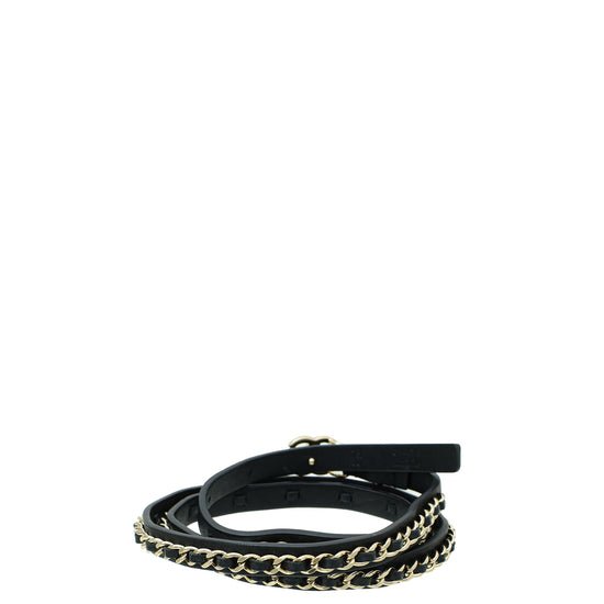 Chanel Black CC Chain Slim Belt 30