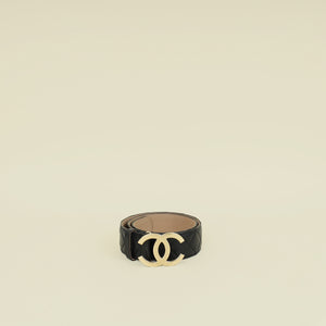 Chanel Black CC Buckle Quilted Belt 28