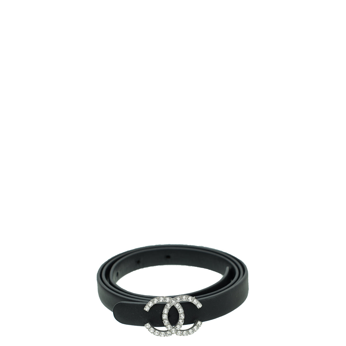 Chanel Black CC Crystal Buckle Slim Belt 32-Chanel-THE CLOSET