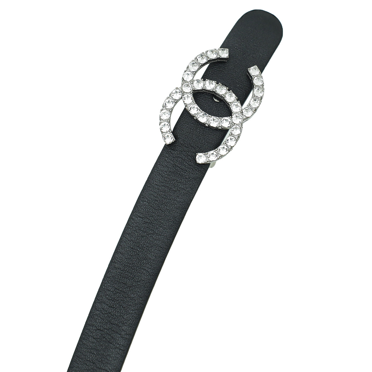 Chanel Black CC Crystal Buckle Slim Belt 32