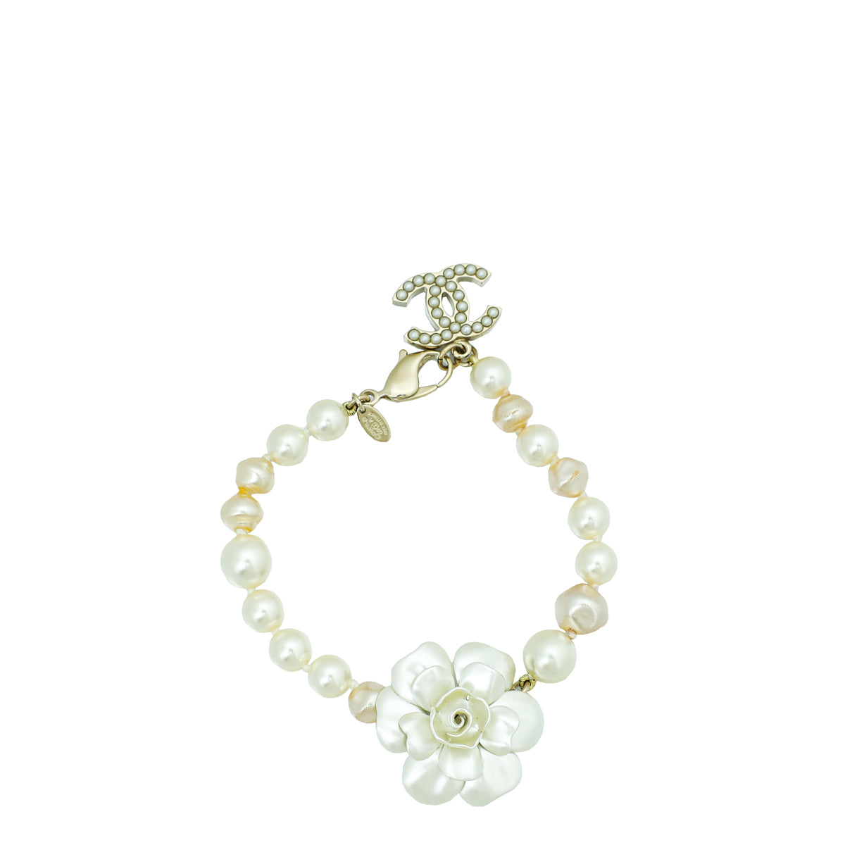 Chanel Bicolor Faux Pearl & Baroque Pearl Camellia CC Bracelet-Chanel-THE CLOSET