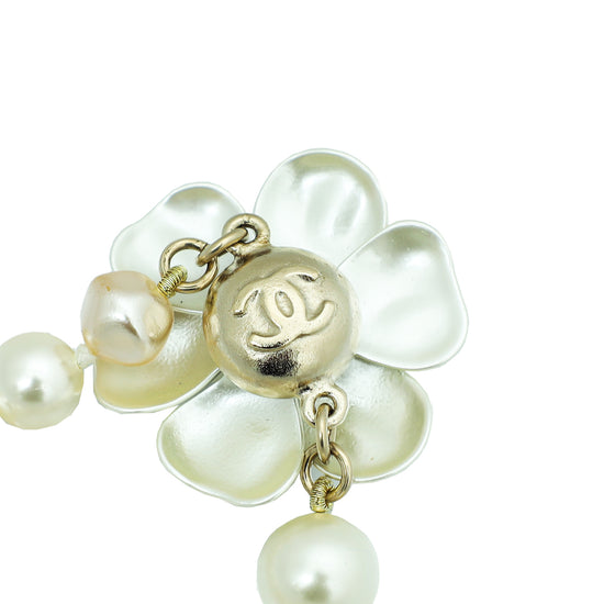 Chanel Bicolor Faux Pearl & Baroque Pearl Camellia CC Bracelet