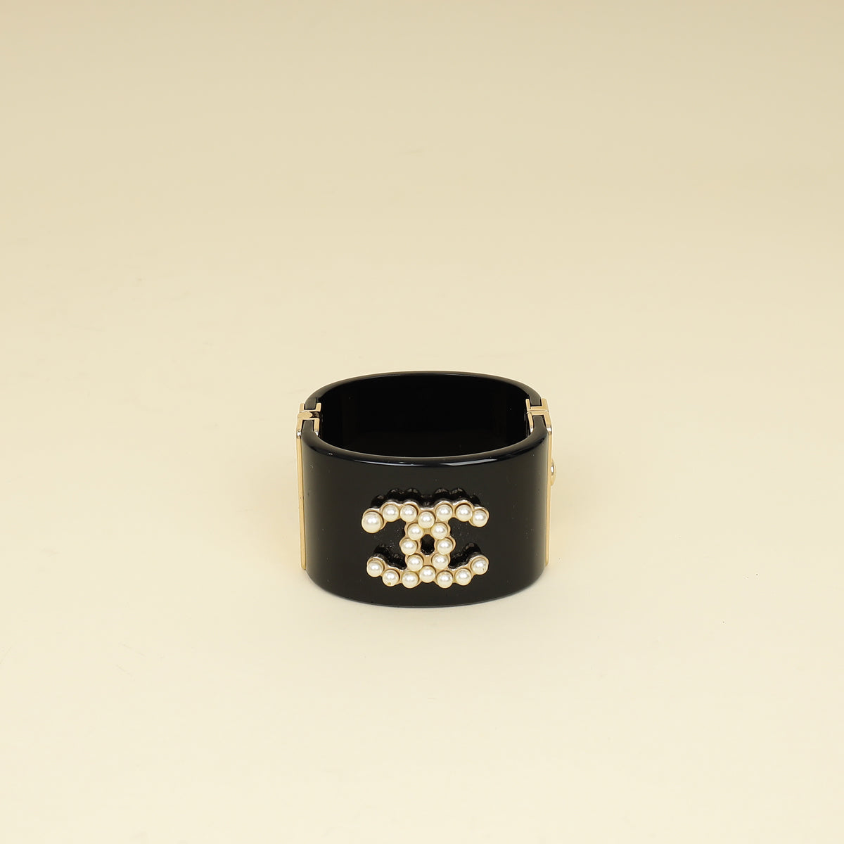Chanel Bicolor Resin Pearl CC Cuff Bracelet-Chanel-THE CLOSET