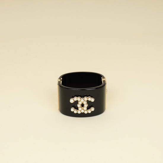 Chanel Bicolor Resin Pearl CC Cuff Bracelet-Chanel-THE CLOSET