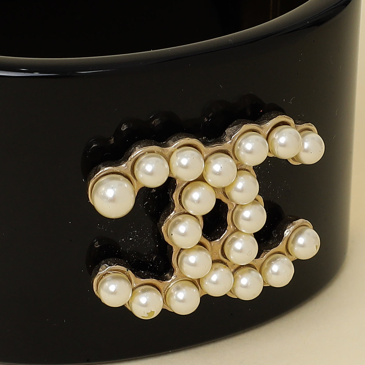 Chanel Bicolor Resin Pearl CC Cuff Bracelet-Chanel-THE CLOSET