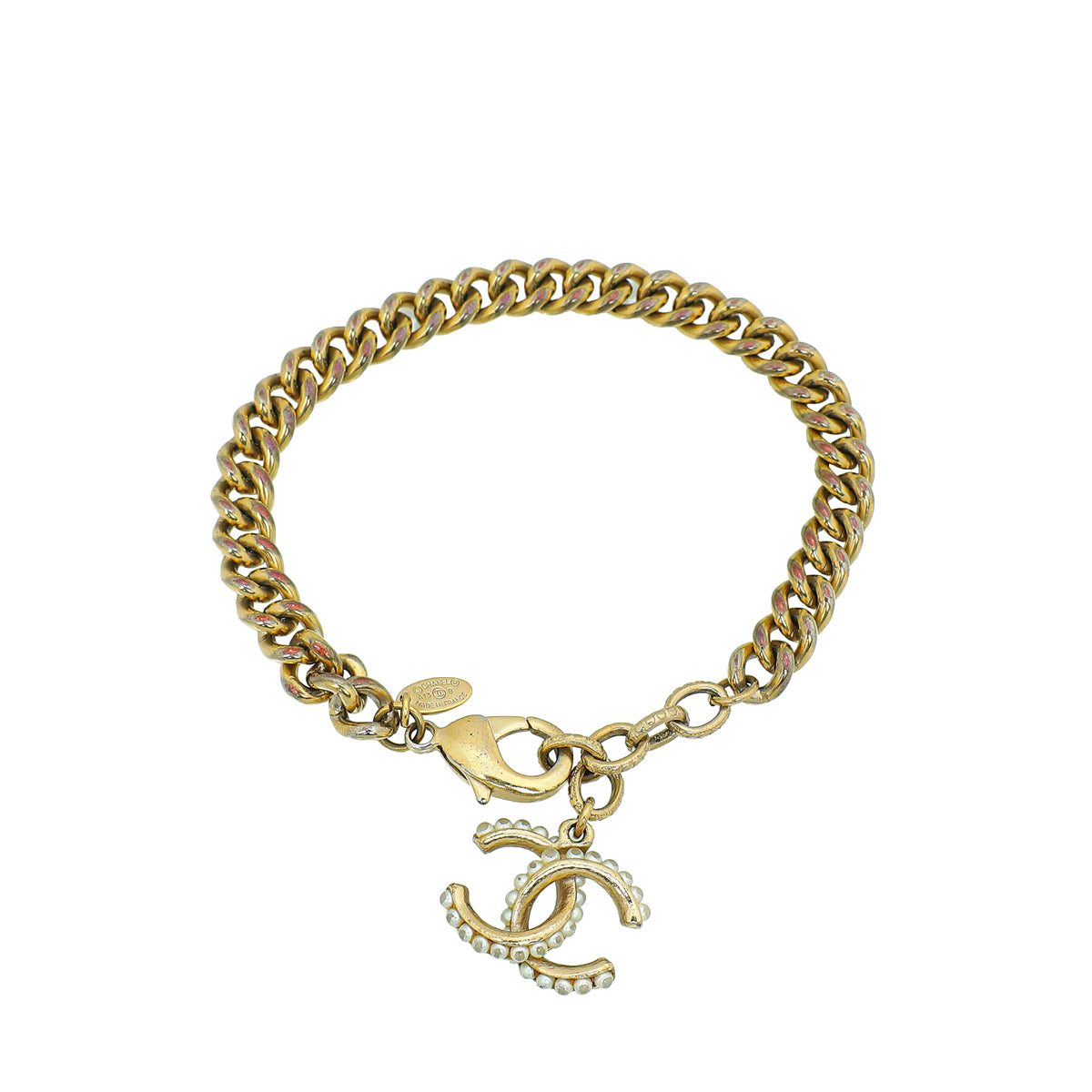 Chanel Ivory Pearl CC Drop Charm Chain Bracelet-Chanel-THE CLOSET