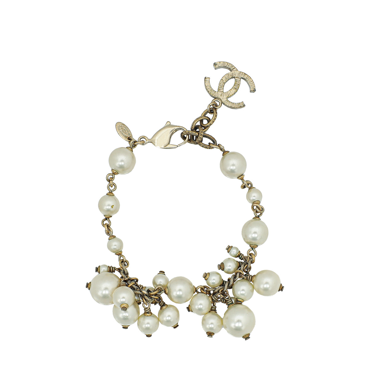 Chanel White CC Pearl Drops Bracelet