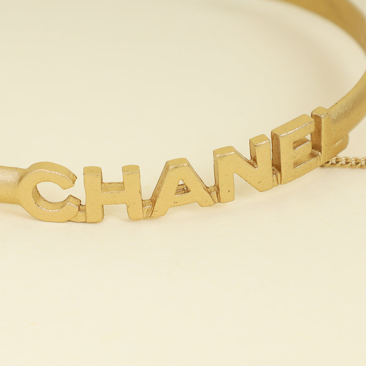 Chanel Gold CC Crystal Chain Cuff Ring Set